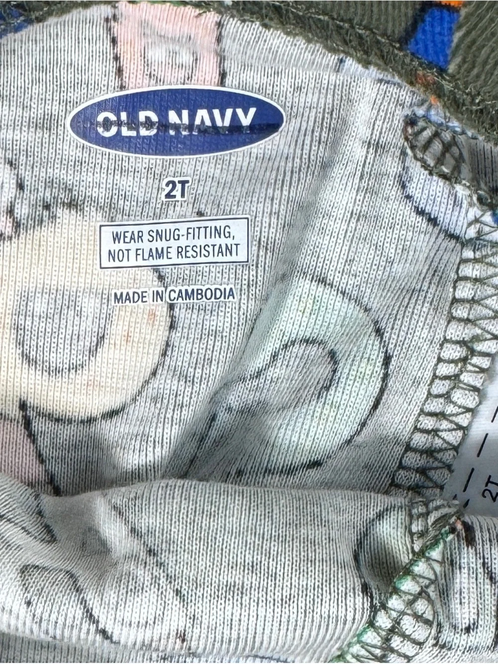 Old Navy Kids Pajama Bottoms - Olive Green Number Monsters & White Mummy Stripe